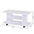 HOMCOM - Meuble TV bas à roulettes avec étagère panneaux de particules blanc - vignette