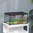 PAWHUT - Terrarium en verre - vivarium reptiles & batraciens - habitat tortue - couvercle grillagé coulissant verrouillable - distributeur eau, thermomètre inclus - métal noir verre - vignette