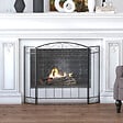 HOMCOM - Grille de protection pour cheminée - pare-feu large pour cheminée ou poêle - pare-étincelles - barrière de sécurité - 3 volets pliables - acier métal noir - vignette