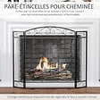 HOMCOM - Grille de protection pour cheminée - pare-feu large pour cheminée ou poêle - pare-étincelles - barrière de sécurité - 3 volets pliables - acier métal noir - vignette