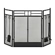 HOMCOM - Pare-feu large pour cheminée ou poêle - pare-étincelles serviteur de cheminée 2 en 1 avec accessoires - 3 volets pliables et porte - acier métal noir - vignette