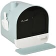 PAWHUT - Maison de toilette bac à litière pour chat avec porte battante, pelle et filtre inclus dim. 43L x 44l x 47H cm PP bleu - vignette