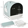 PAWHUT - Maison de toilette bac à litière pour chat avec porte battante, pelle et filtre inclus dim. 43L x 44l x 47H cm PP bleu - vignette