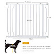 PAWHUT - Barrière de sécurité animaux - longueur réglable dim. 75-95 cm - porte double verrouillage, ouverture double sens -sans perçage - acier ABS blanc - vignette