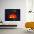 HOMCOM - Cheminée électrique murale éclairages latéraux LED design avant-gardiste affichage LED avec télécommande et minuterie 900/1800 W luminosité réglable noir - vignette