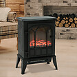 HOMCOM - Cheminée électrique poêle style rétro 1000-2000 W simulation flammes LED porte noir - vignette