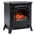 HOMCOM - Cheminée électrique radiateur imitation flamme avec luminosité et réglable 900 W / 1800 W porte métal verre trempé noir - vignette