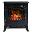 HOMCOM - Cheminée électrique radiateur imitation flamme avec luminosité et réglable 900 W / 1800 W porte métal verre trempé noir - vignette