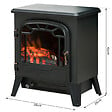 HOMCOM - Cheminée électrique radiateur imitation flamme avec luminosité et réglable 900 W / 1800 W porte métal verre trempé noir - vignette
