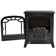 HOMCOM - Cheminée électrique radiateur imitation flamme avec luminosité et réglable 900 W / 1800 W porte métal verre trempé noir - vignette