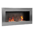 HOMCOM - Cheminée bioéthanol murale design Bauhaus double brûleur 3 L 110L x 14l x 54H cm couverture 25-30 m² acier inox. brossé - vignette