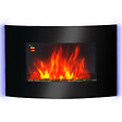 HOMCOM - Cheminée électrique murale éclairages latéraux LED design avant-gardiste affichage LED avec télécommande et minuterie 1000/2000 W luminosité réglable noir - vignette