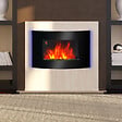 HOMCOM - Cheminée électrique murale éclairages latéraux LED design avant-gardiste affichage LED avec télécommande et minuterie 1000/2000 W luminosité réglable noir - vignette