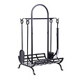 OUTSUNNY - Serviteur de cheminée - porte bûches - range bûches multi accessoires dim. 45L x 40l x 78H cm métal noir - vignette