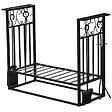 HOMCOM - Serviteur de cheminée - porte bûches - range bûches multi accessoires étagère 75L x 30l x 60H cm acier noir - vignette