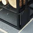 HOMCOM - Serviteur de cheminée - porte bûches - range bûches multi accessoires étagère 75L x 30l x 60H cm acier noir - vignette