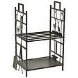 OUTSUNNY - Serviteur de cheminée cerf - porte bûches - range bûches multi accessoires 2 étagères 51L x 33l x 77H cm métal noir or vieilli - vignette