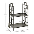 OUTSUNNY - Serviteur de cheminée cerf - porte bûches - range bûches multi accessoires 2 étagères 51L x 33l x 77H cm métal noir or vieilli - vignette