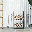OUTSUNNY - Serviteur de cheminée cerf - porte bûches - range bûches multi accessoires 2 étagères 51L x 33l x 77H cm métal noir or vieilli - vignette