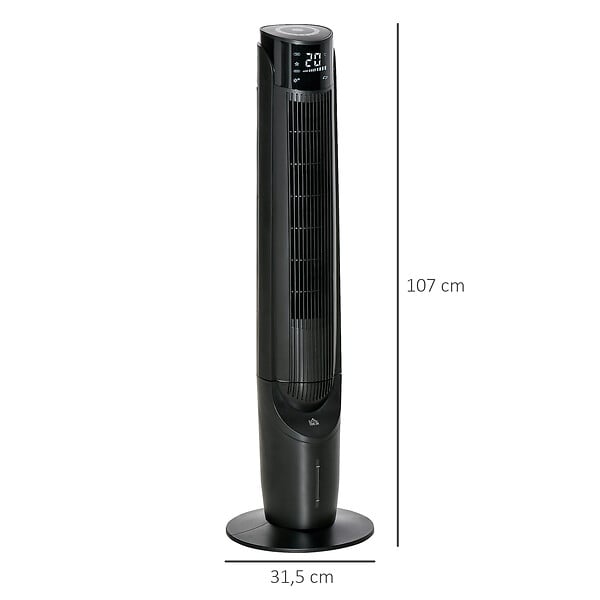 HOMCOM - HOMCOM Ventilateur colonne tour rafraichisseur d'air 2 en 1 oscillant 60 W ultra silencieux télécommande incluse minuterie 4 modes 3 vitesses Ø 31 x 107 cm noir - large