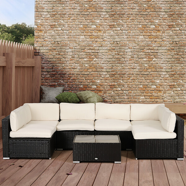 OUTSUNNY - Lot de 14 housses de rechange coussins salon de jardin - 6 housses coussin d'assise, 8 housses coussin dossier - housses zippées polyester déperlant beige - large