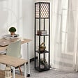 HOMCOM - Lampadaire étagère lampe étagère 26L x 26l x 160H cm 3 étagères 4 niveaux MDF noir motif nid d'abeille - vignette