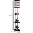 HOMCOM - Lampadaire étagère lampe étagère 26L x 26l x 160H cm 3 étagères 4 niveaux MDF noir motif nid d'abeille - vignette