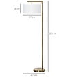 HOMCOM - Lampadaire design néo-rétro max. 40 W 153H cm abat-jour circulaire aspect lin blanc piètement structure métal doré - vignette