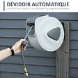 HOMCOM - Enrouleur de tuyau à air comprimé - tuyau : 15 m + 1,4 m - Ø intérieur 3/8" (9,5 mm), 1/4" (6,35 mm) BSPT - dévidoir automatique pour tuyau d'air rétractable gris - vignette