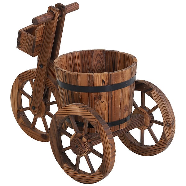 OUTSUNNY - Porte plante tricycle - étagère de pots de fleurs - jardinière dim. 52L x 31l x 45H cm - bois de sapin - large