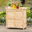 OUTSUNNY - Armoire de jardin sur pied avec plateau - double porte, étagère - bois de sapin pré-huilé - vignette