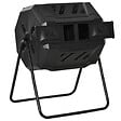 OUTSUNNY - Composteur de jardin - bac à compost pour déchets - rotatif 360° - double chambre 160 L - acier PP noir - vignette
