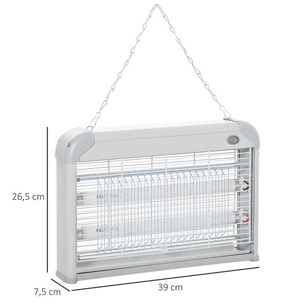 OUTSUNNY - Outsunny Lampe UV anti-insectes anti moustique tue mouche électrique destructeur d'insectes 20 W gris - large
