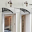 OUTSUNNY - Auvent marquise de porte design voûté arrondi dim. 100L x 80l x 23H cm polycarbonate plastique noir - vignette