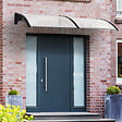 OUTSUNNY - Auvent marquise de porte design voûté arrondi dim. 195L x 80l x 23H cm polycarbonate plastique noir - vignette