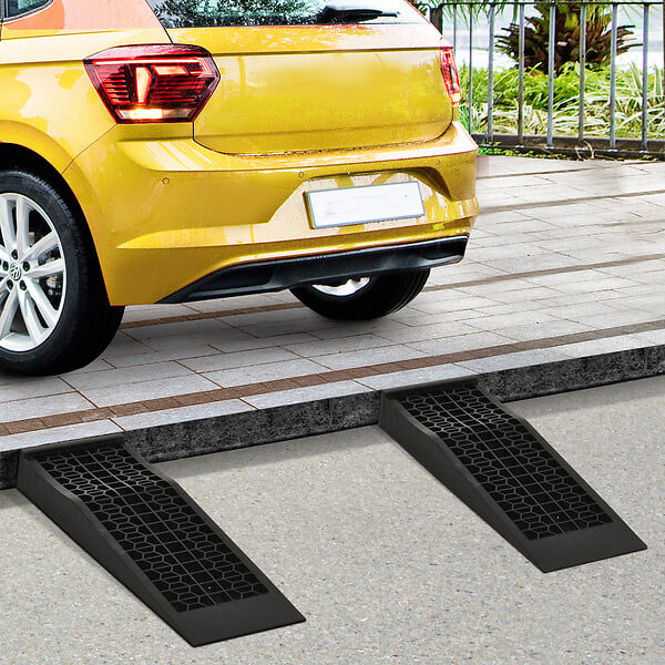 HOMCOM - Rampes de levage pour voiture véhicule utilitaire caravane camping-car dim. 20L x 70l x 8H cm HDPE noir - large