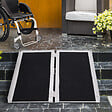HOMCOM - Rampe de fauteuil roulant rampe de chargement rampe d'accès antidérapante pliable avec bordures de sécurité max. 270 Kg dim. 93L x 76l x 5H cm alu. noir - vignette