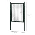 OUTSUNNY - Portillon grillagé dim. 97L x 150H cm - gâche réversible, serrure encastrée, 3 clés - acier vert - vignette