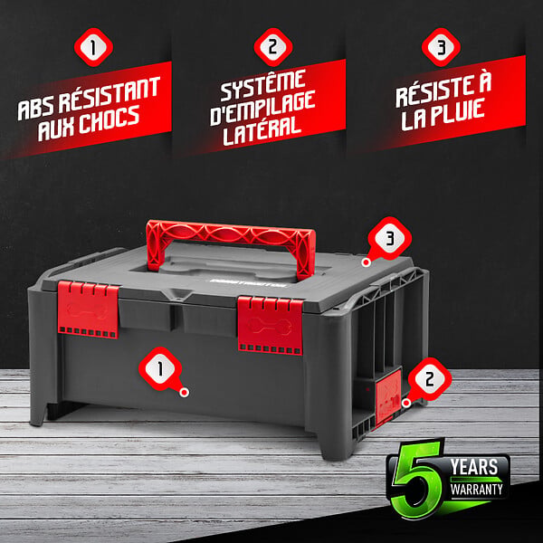 CONSTRUCTOR - Boîte à outils empilable en plastique 46.4x33.5x21.2cm - Constructor - large