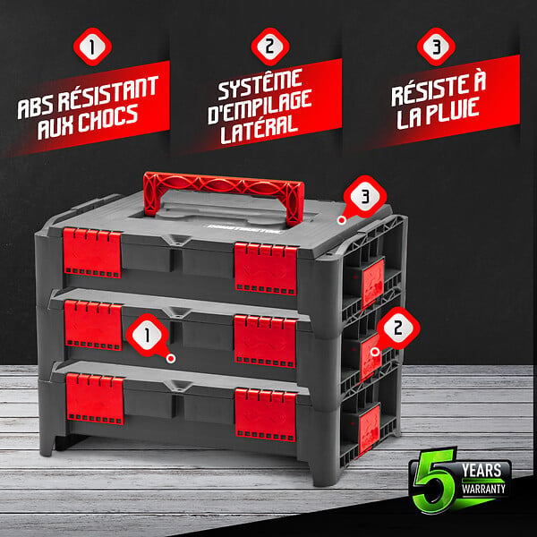 CONSTRUCTOR - Lot de 3 coffrets empilables BEPS1 - Constructor - large