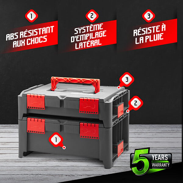 CONSTRUCTOR - Lot de 2 coffrets empilables BEPS1 + BEPS2 - Const - large
