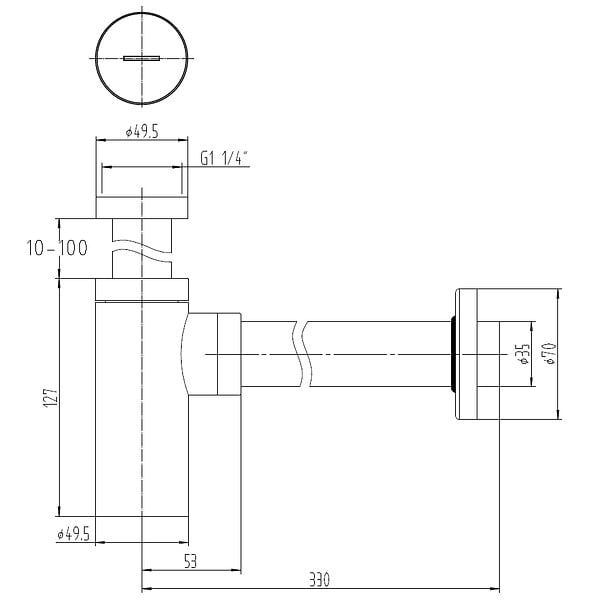 STANO - Siphon lavabo design finition noir mat - large
