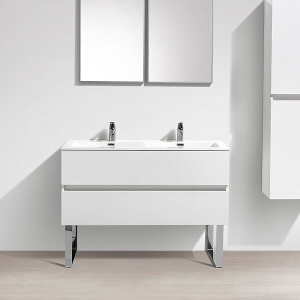 STANO - Jeu de 2 pieds design pour meubles suspendus finition chromée - large