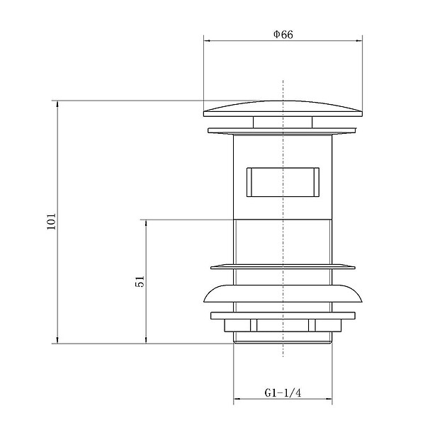 STANO - Bonde lavabo noir mat pour vasques avec trop-plein - large