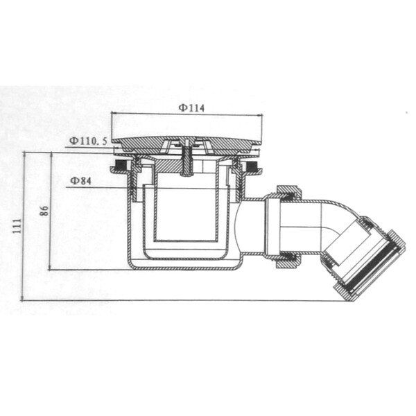 STANO - Bonde horizontale avec capot Ø90 pour receveurs de douche - large