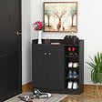 HOMCOM - Armoire / etagere / meuble a chaussures très pratique en panneaux de particules noir - vignette