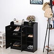 HOMCOM - Armoire / etagere / meuble a chaussures très pratique en panneaux de particules noir - vignette