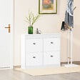 HOMCOM - Meuble à chaussures 32 paires 4 portes abattantes double niveau blanc - vignette