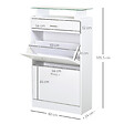 HOMCOM - Armoire à chaussures organisateur de luxe pour chaussures 2 portes abattantes 2 compartiments, tiroir, étagère verre panneaux particules blanc - vignette