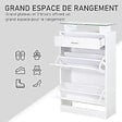 HOMCOM - Armoire à chaussures organisateur de luxe pour chaussures 2 portes abattantes 2 compartiments, tiroir, étagère verre panneaux particules blanc - vignette